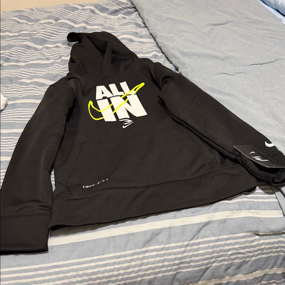 Nike Black Hoodie with White and Yellow Accents